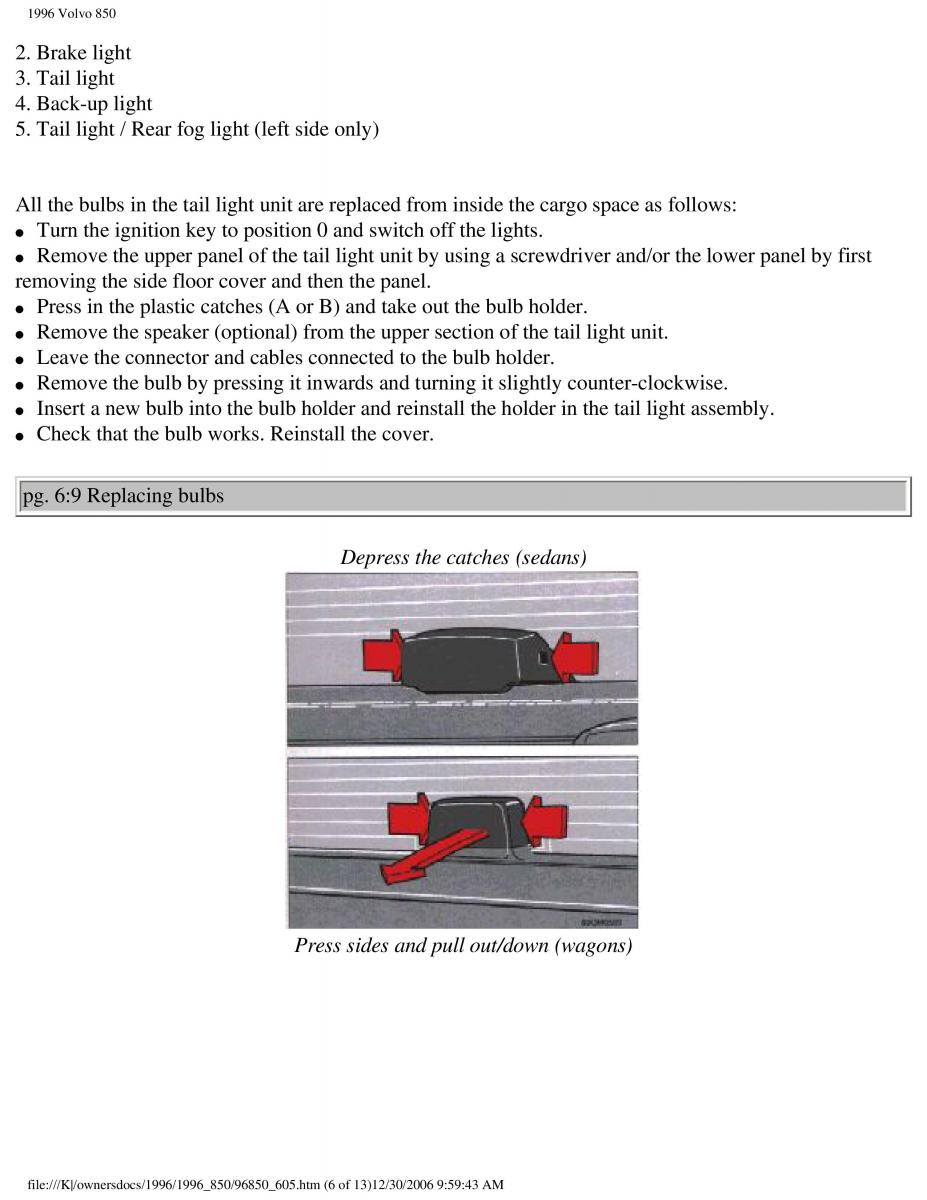 Volvo 850 owners manual / page 202