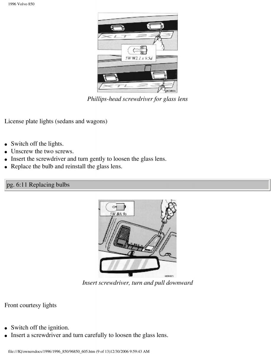 Volvo 850 owners manual / page 205