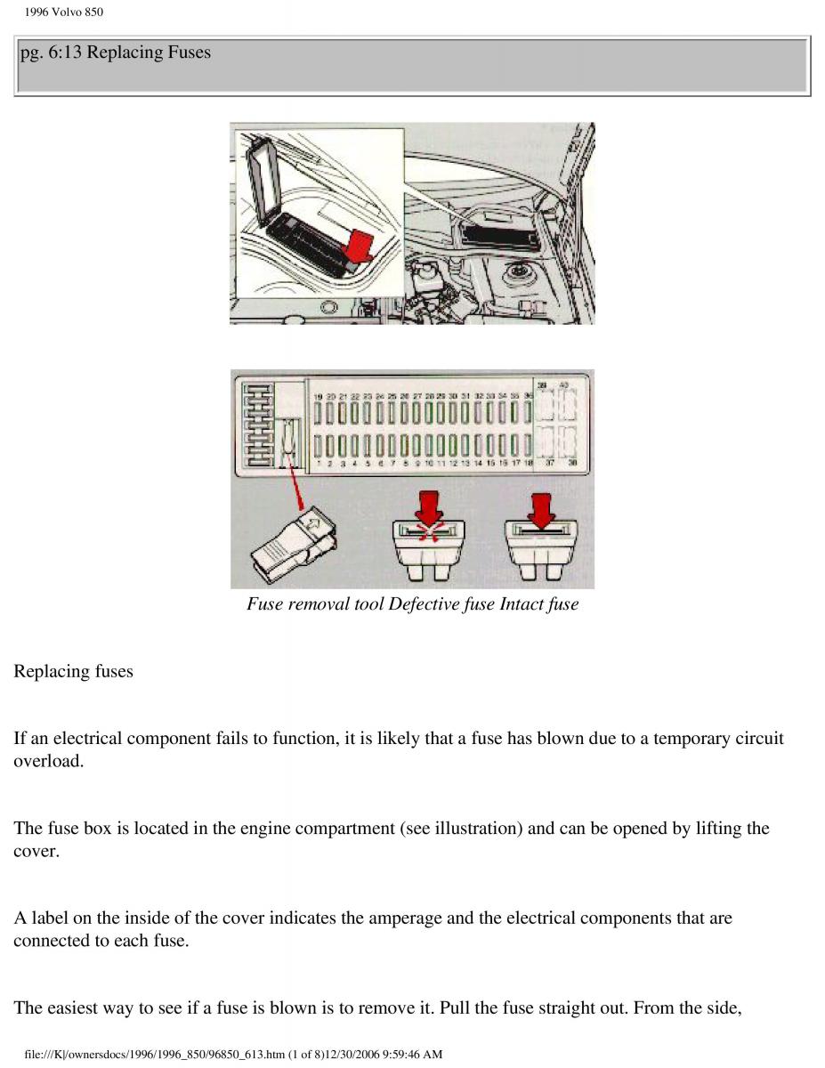 Volvo 850 owners manual / page 210