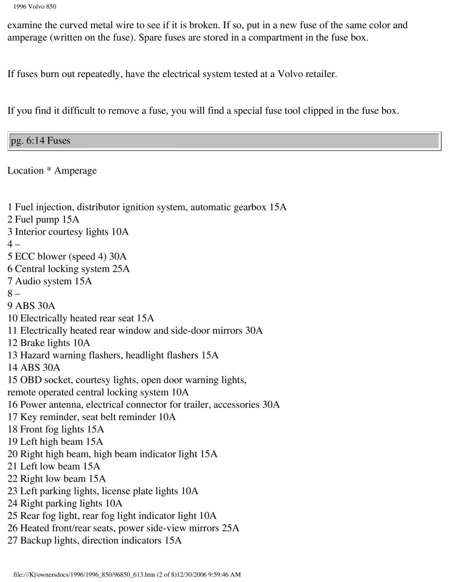 Volvo 850 owners manual / page 211