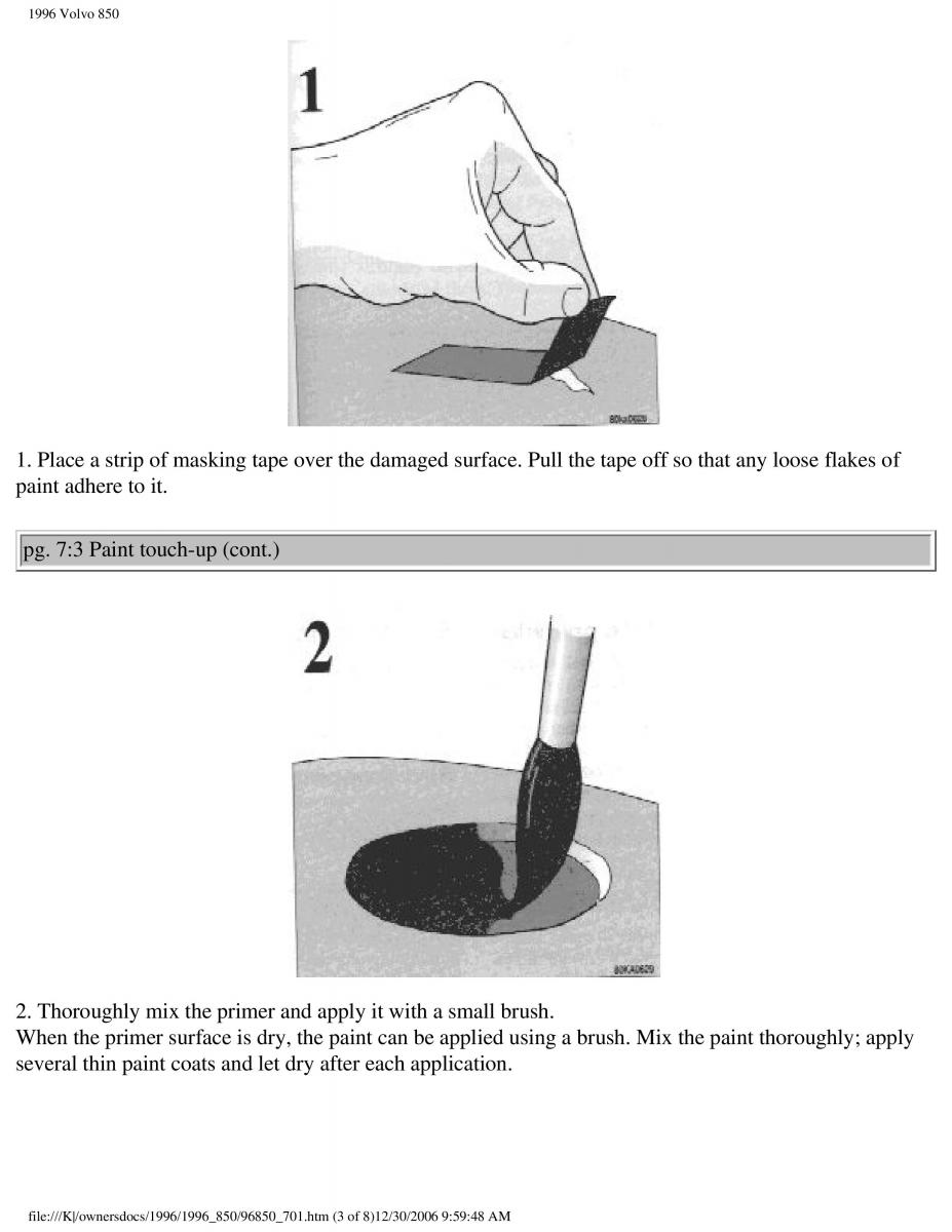 Volvo 850 owners manual / page 220