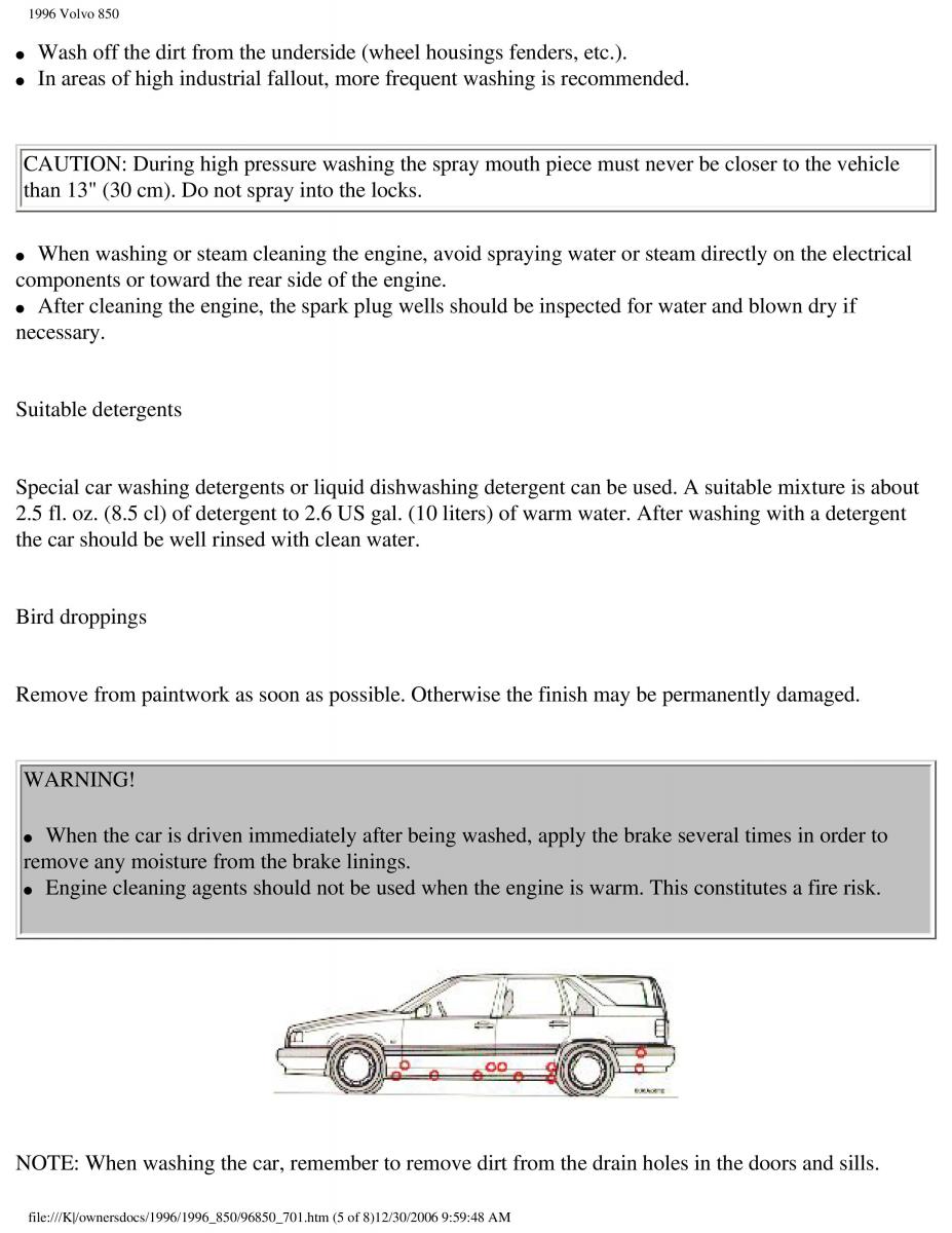 Volvo 850 owners manual / page 222