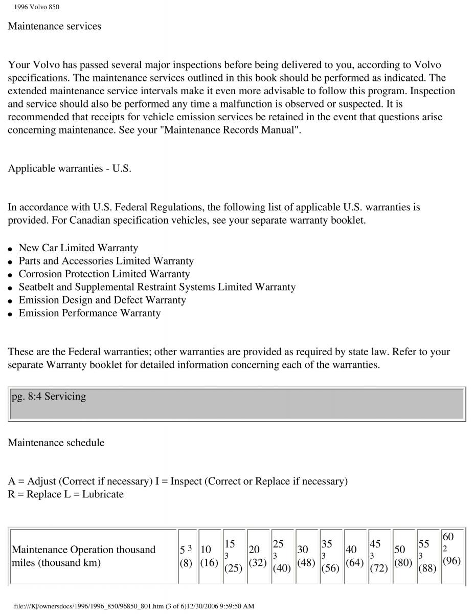 Volvo 850 owners manual / page 228