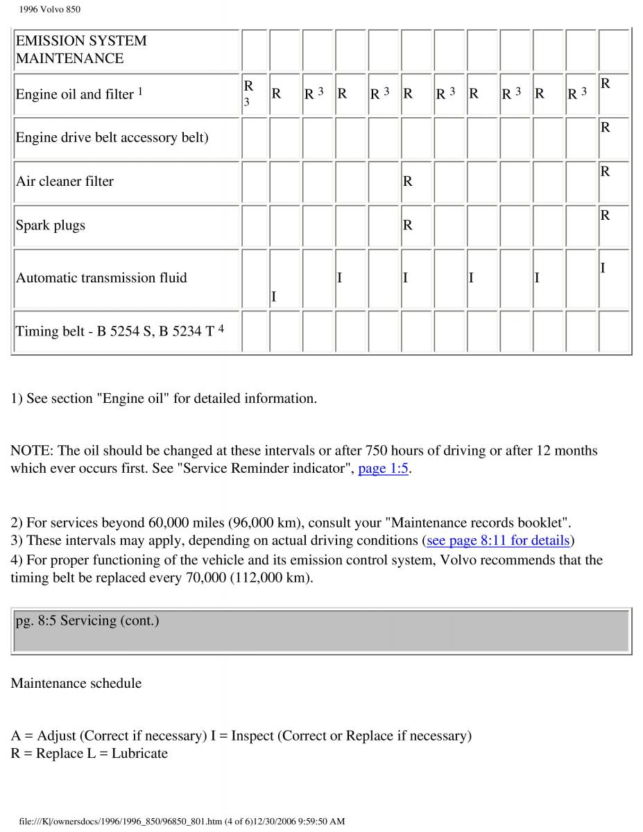 Volvo 850 owners manual / page 229