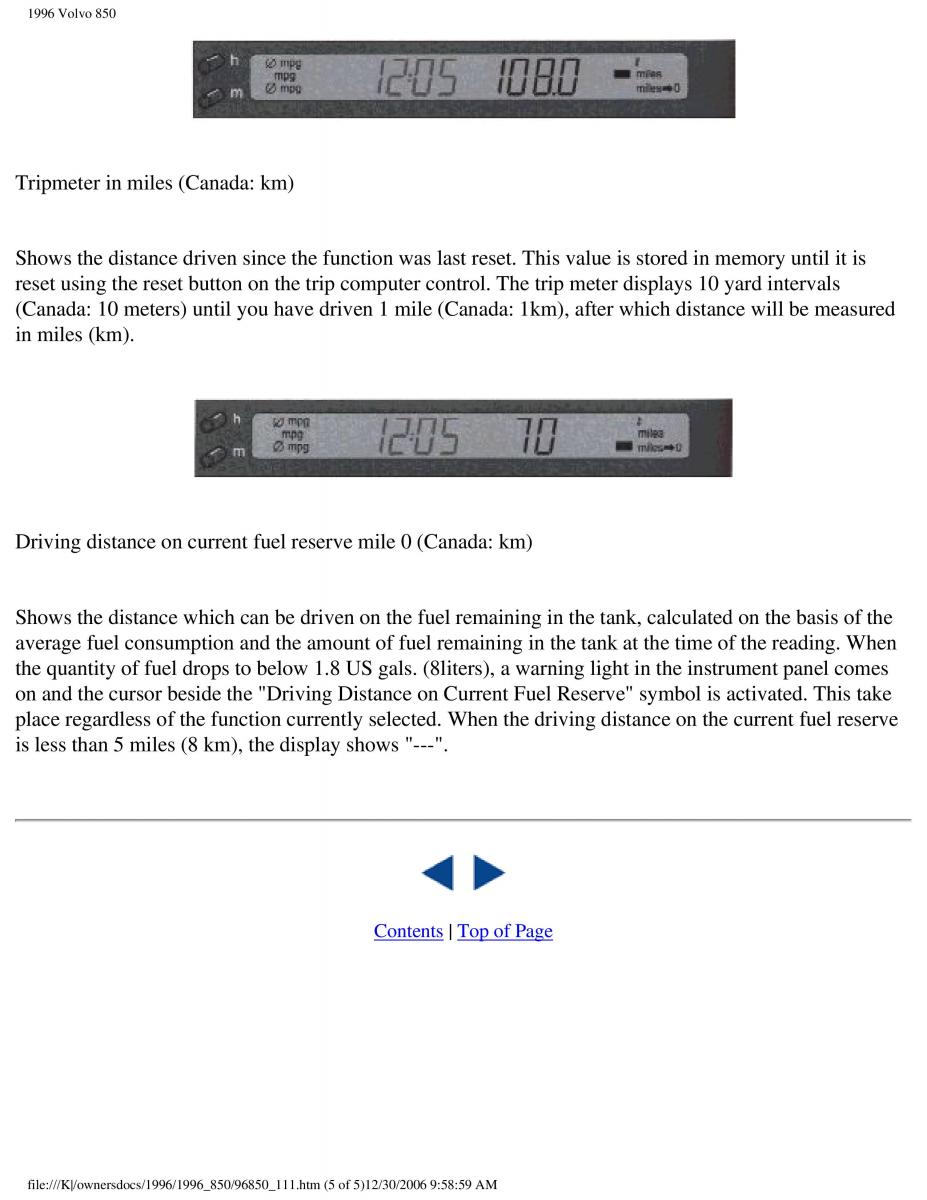 Volvo 850 owners manual / page 23