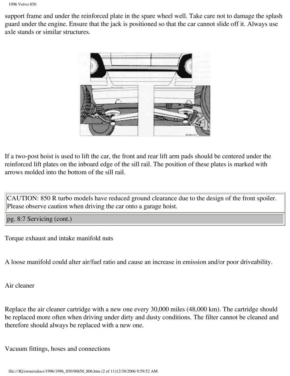 Volvo 850 owners manual / page 233