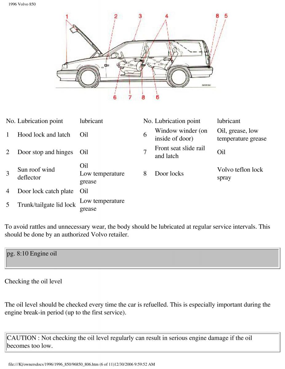 Volvo 850 owners manual / page 237