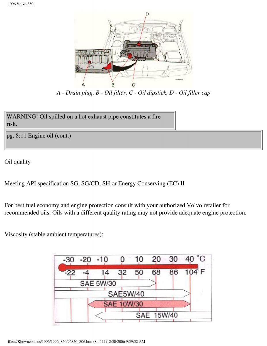 Volvo 850 owners manual / page 239