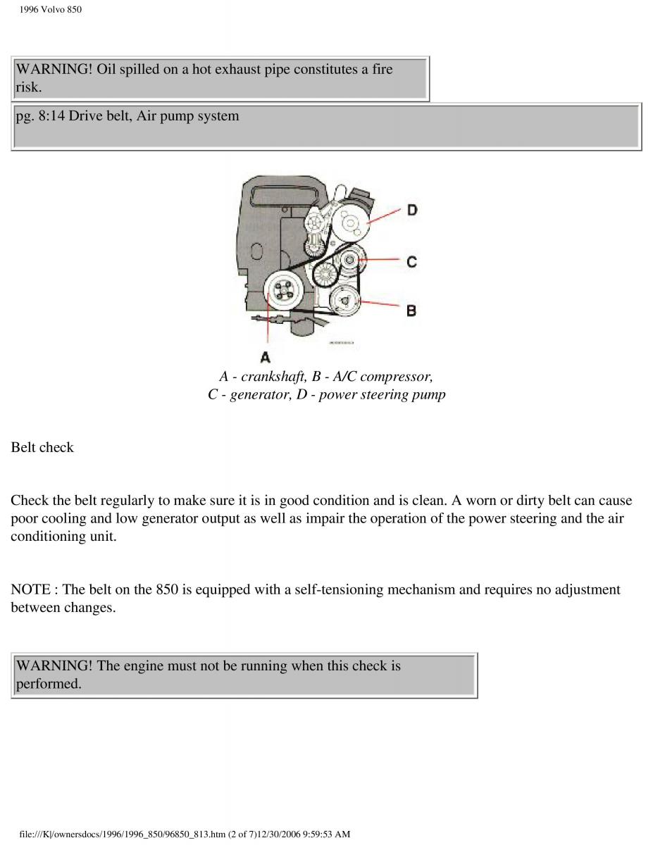 Volvo 850 owners manual / page 244