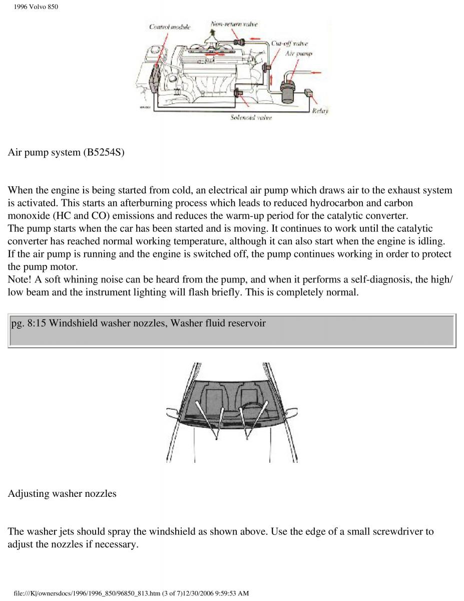 Volvo 850 owners manual / page 245