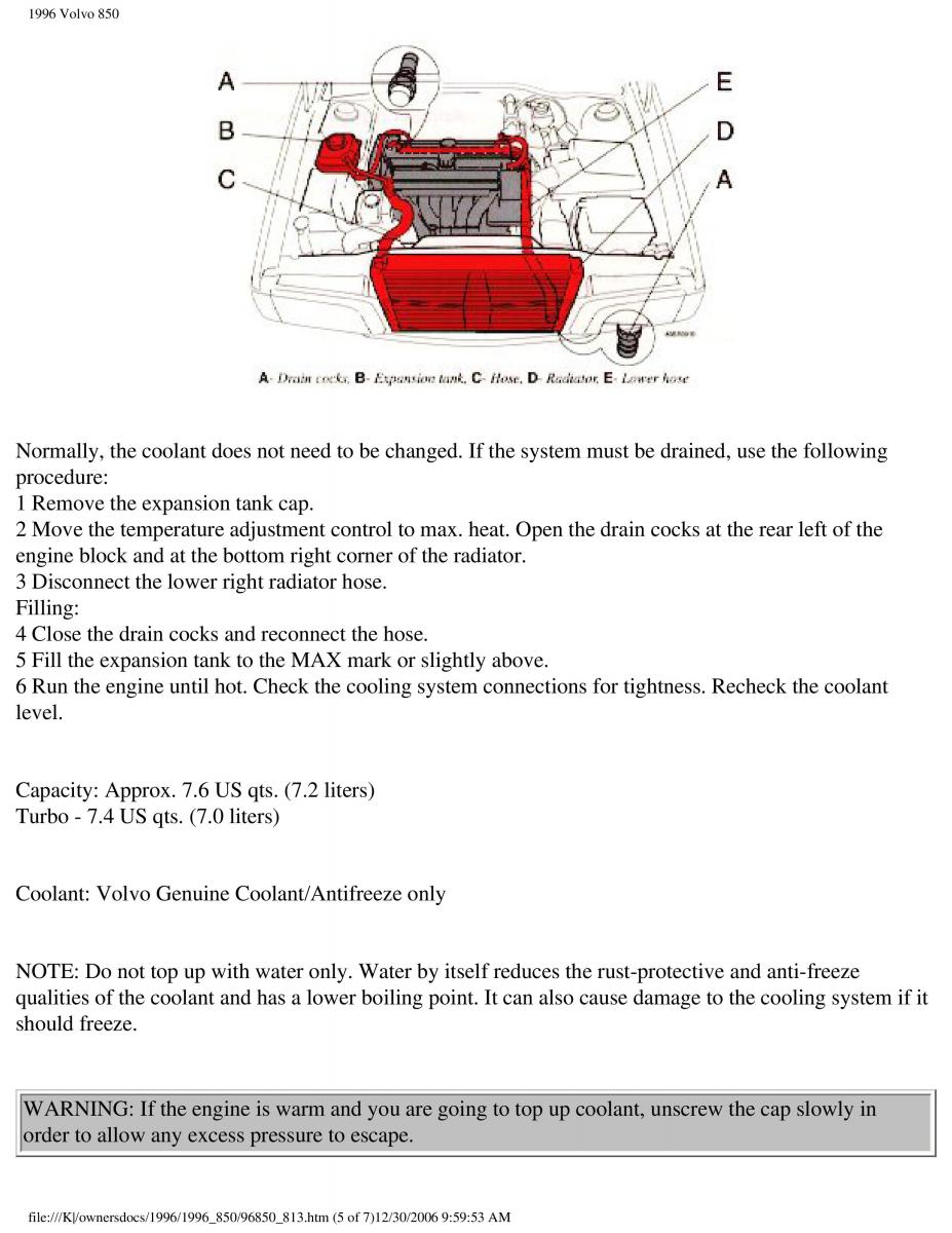 Volvo 850 owners manual / page 247