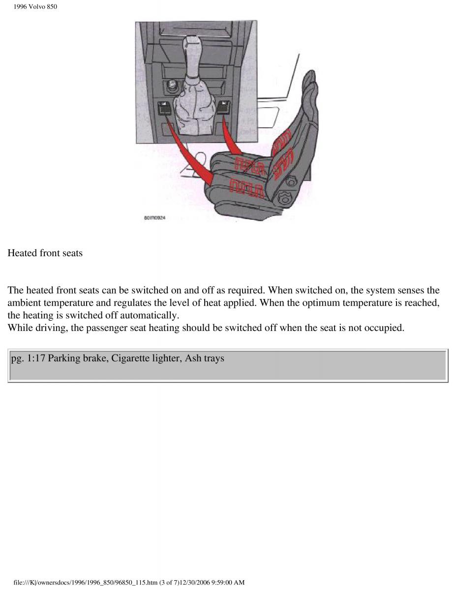 Volvo 850 owners manual / page 26