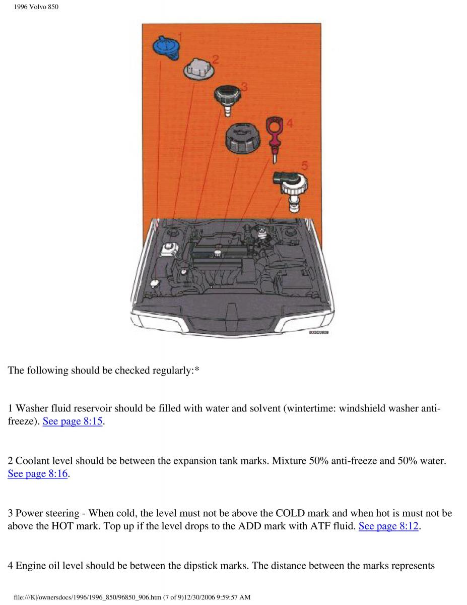 Volvo 850 owners manual / page 263