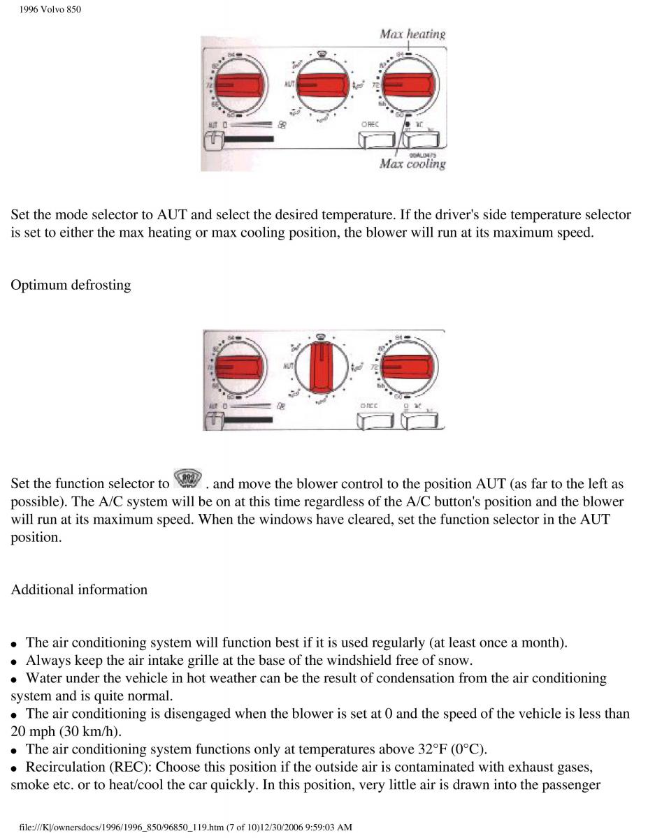 Volvo 850 owners manual / page 37