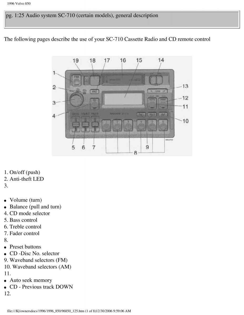 Volvo 850 owners manual / page 41