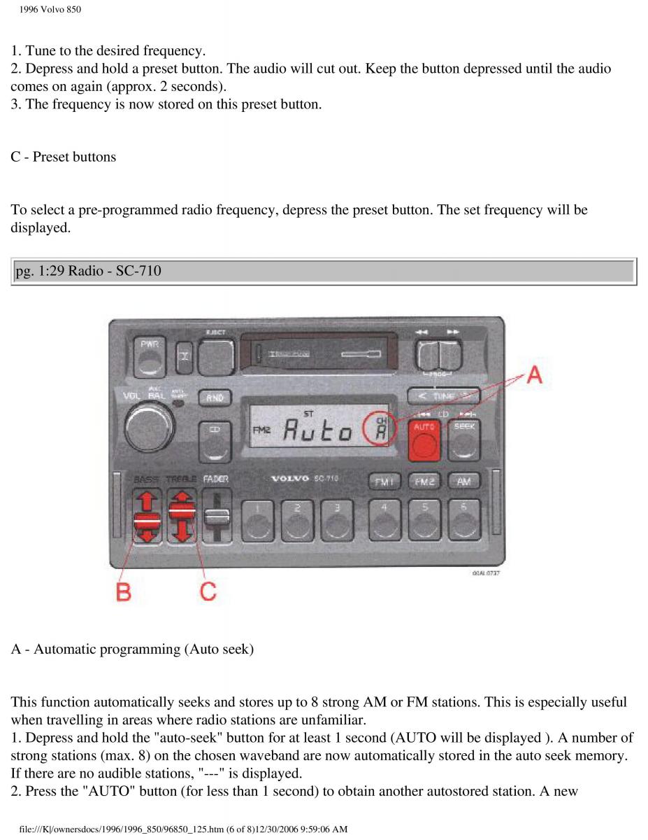 Volvo 850 owners manual / page 46