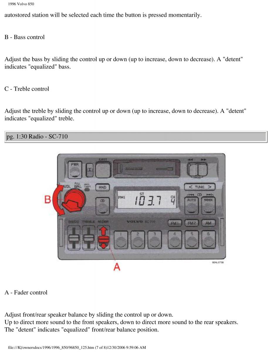 Volvo 850 owners manual / page 47