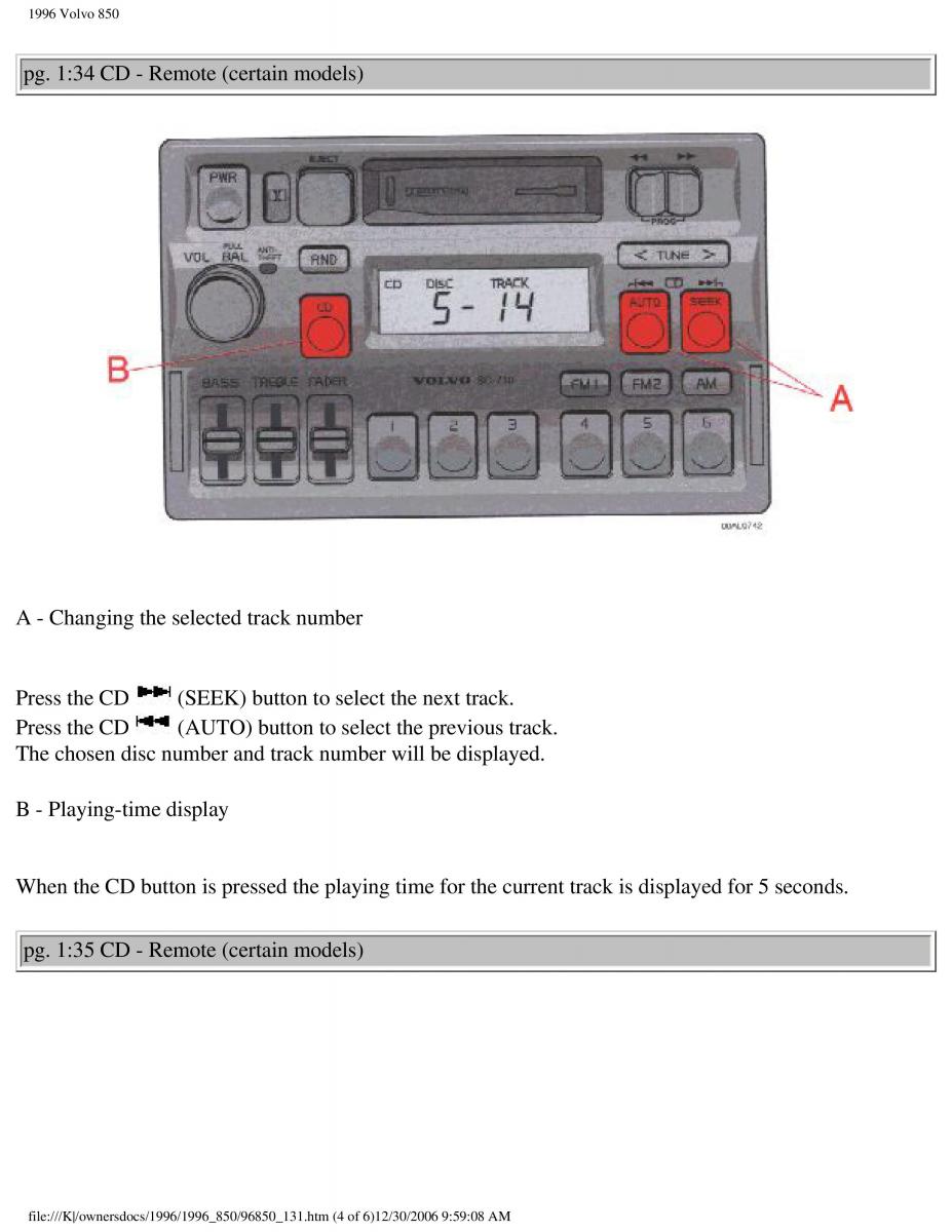 Volvo 850 owners manual / page 52