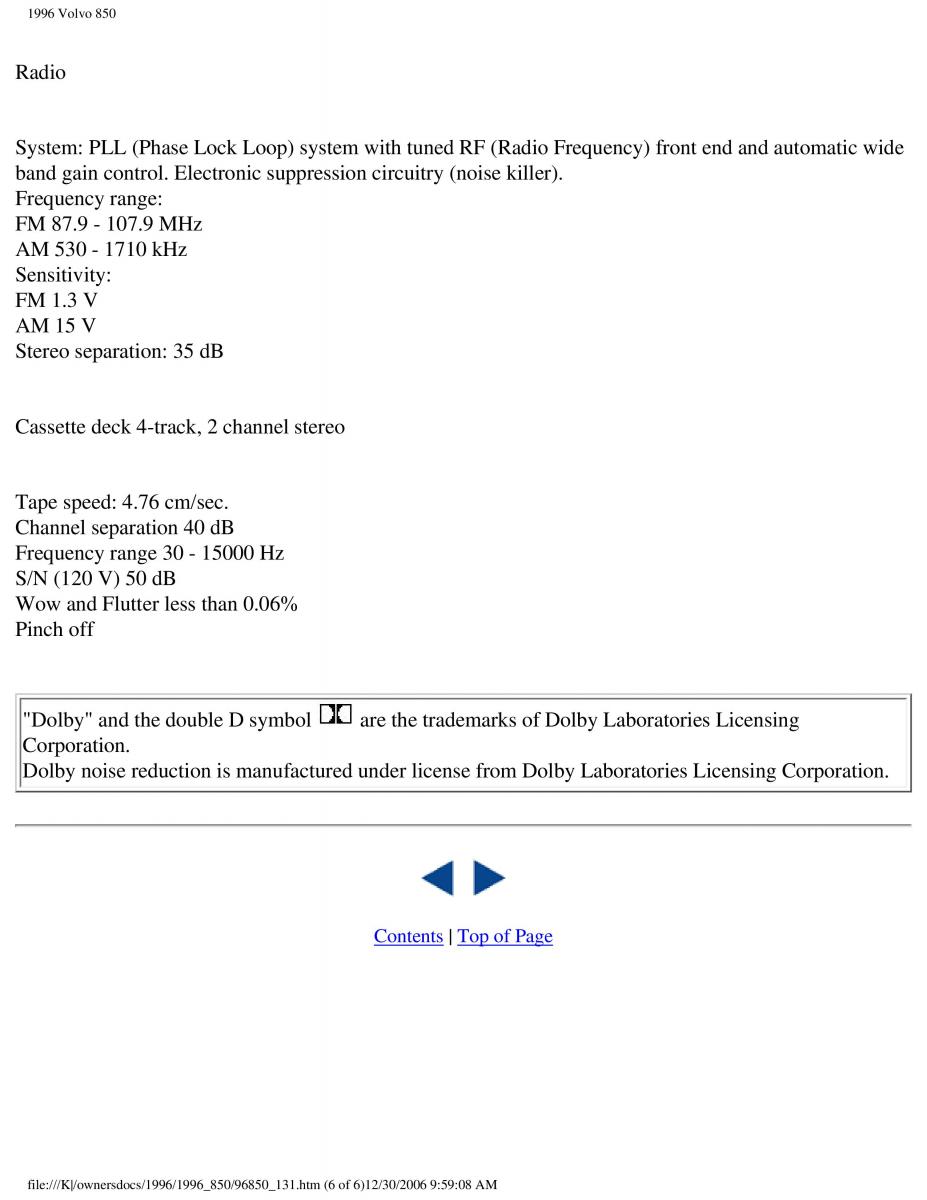 Volvo 850 owners manual / page 54