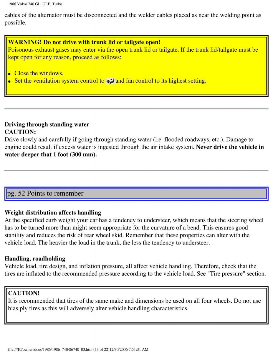 Volvo 740 GL GLE Turbo owners manual / page 63