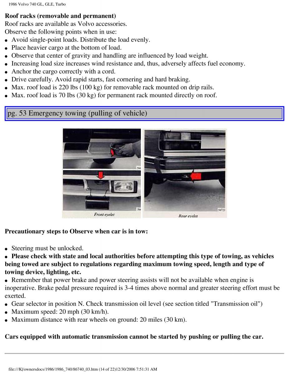 Volvo 740 GL GLE Turbo owners manual / page 64