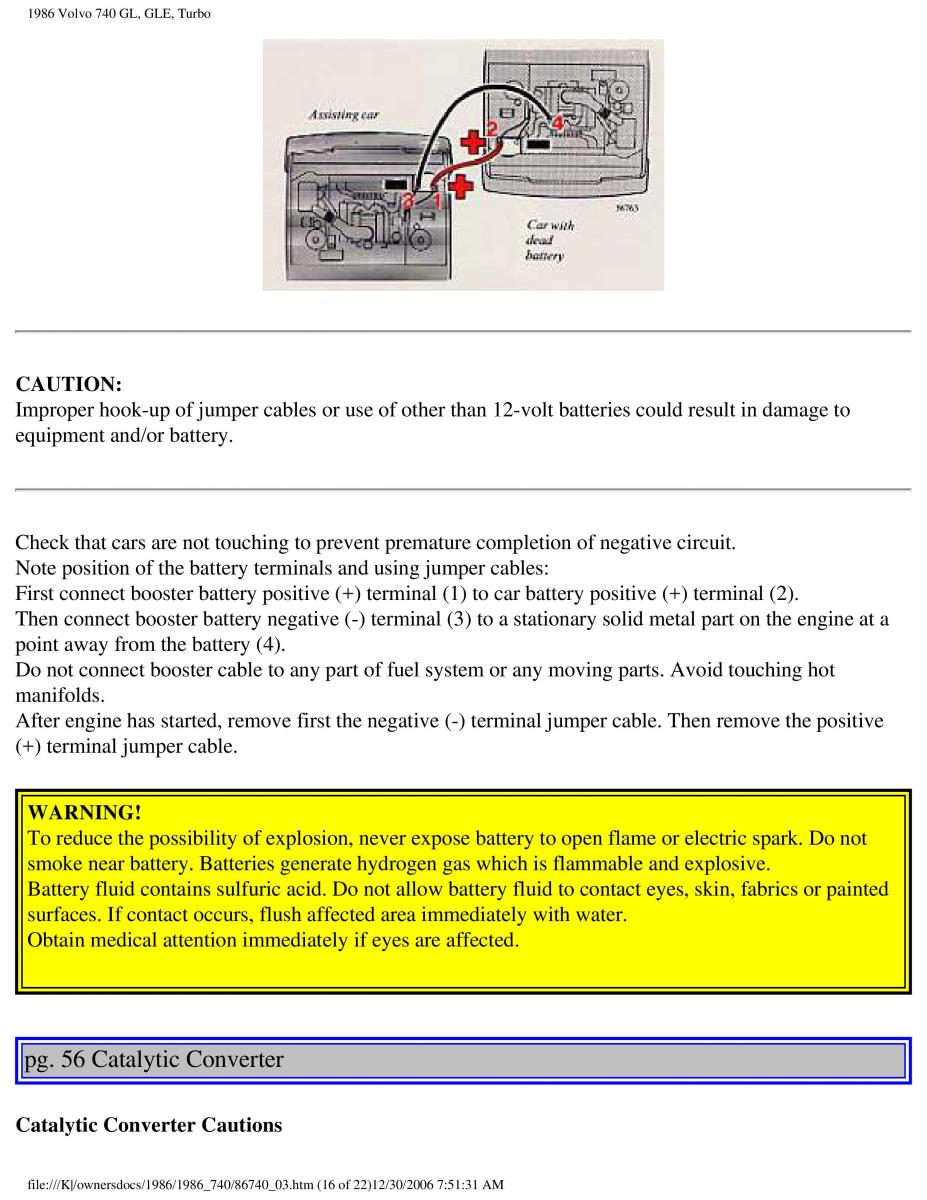 Volvo 740 GL GLE Turbo owners manual / page 66