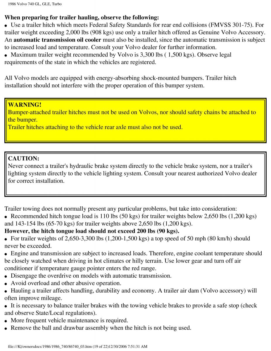 Volvo 740 GL GLE Turbo owners manual / page 69