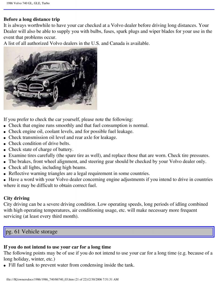 Volvo 740 GL GLE Turbo owners manual / page 71