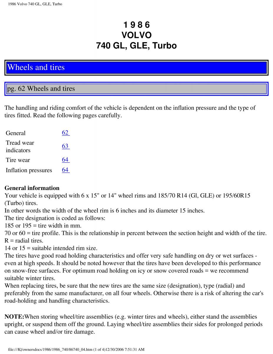 Volvo 740 GL GLE Turbo owners manual / page 73