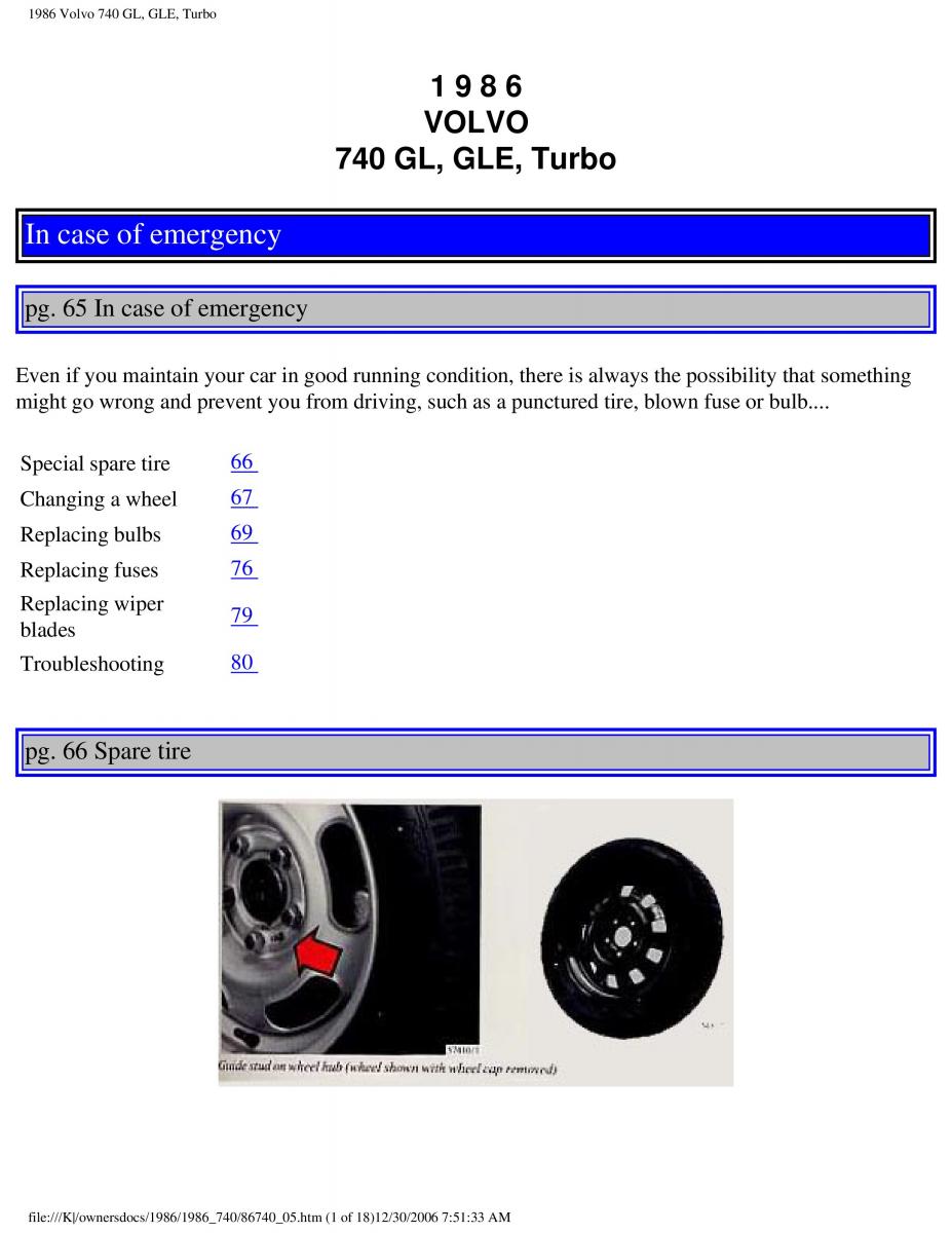 Volvo 740 GL GLE Turbo owners manual / page 77