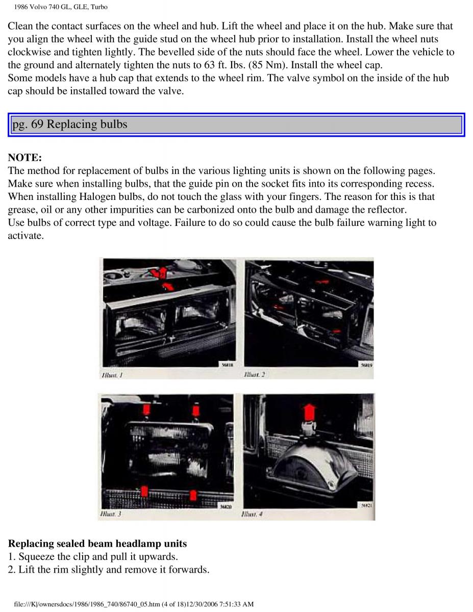 Volvo 740 GL GLE Turbo owners manual / page 80