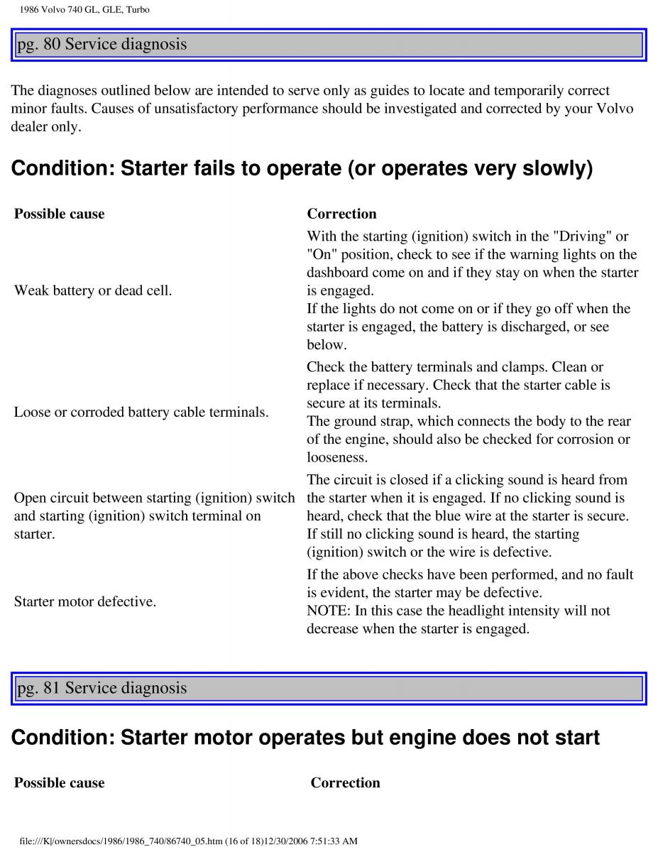 Volvo 740 GL GLE Turbo owners manual / page 92