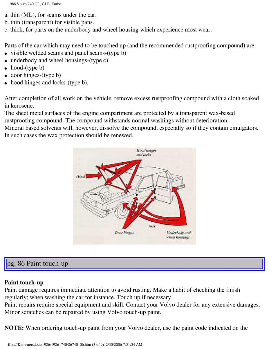 Volvo 740 GL GLE Turbo owners manual / page 97