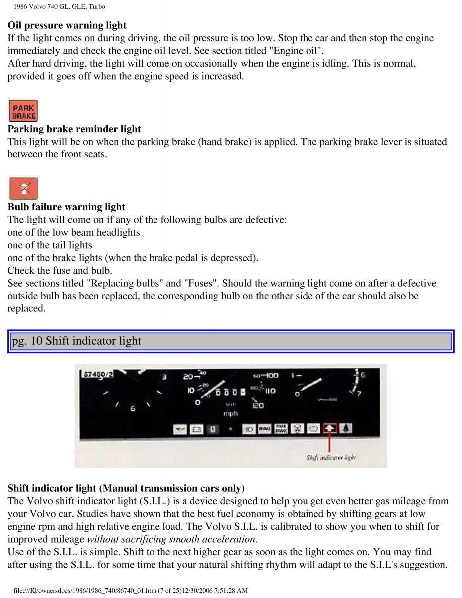 Volvo 740 GL GLE Turbo owners manual / page 10
