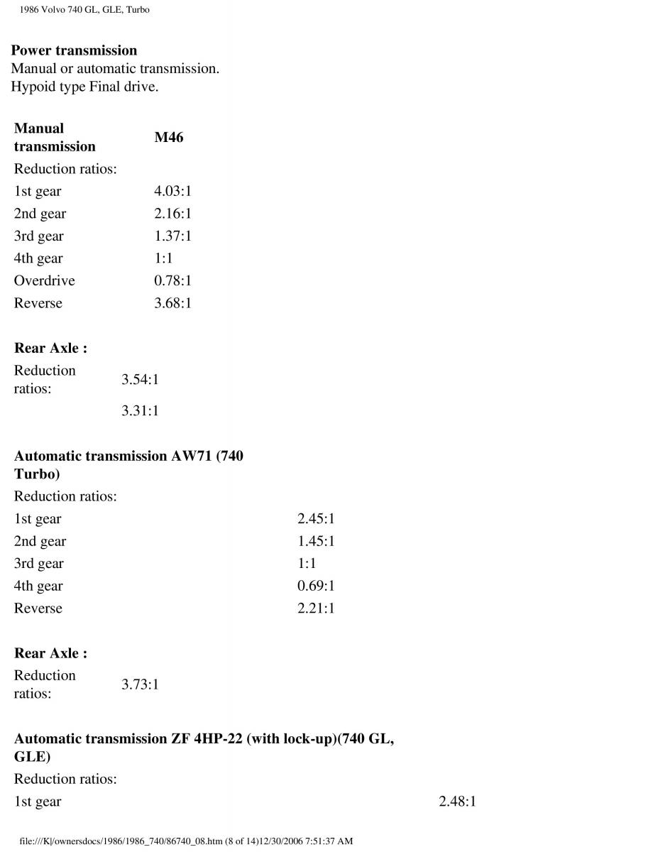 Volvo 740 GL GLE Turbo owners manual / page 126