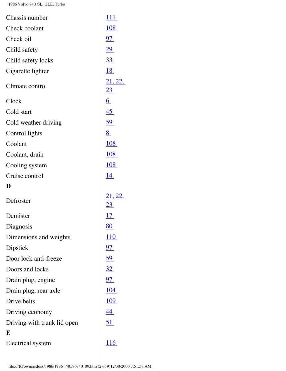 Volvo 740 GL GLE Turbo owners manual / page 134