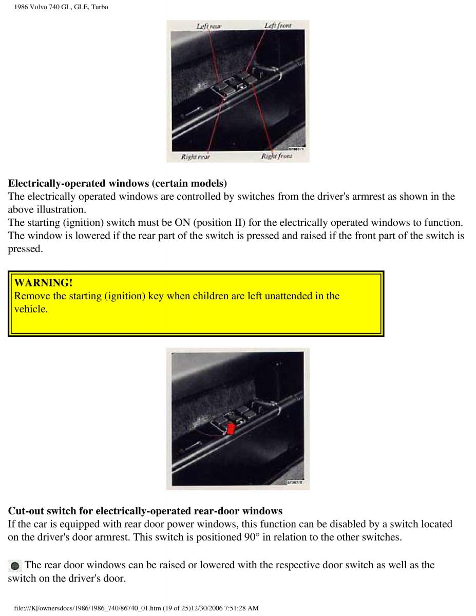 Volvo 740 GL GLE Turbo owners manual / page 22