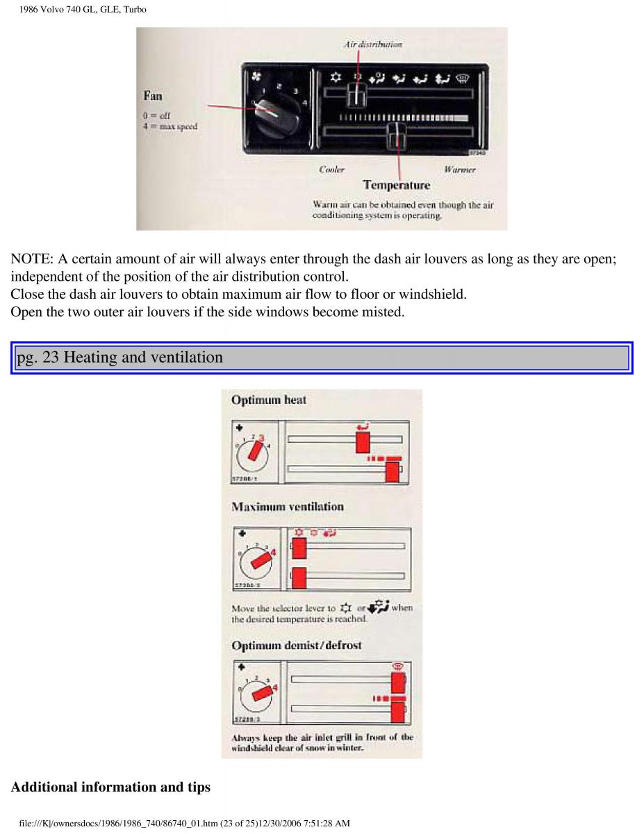 Volvo 740 GL GLE Turbo owners manual / page 26