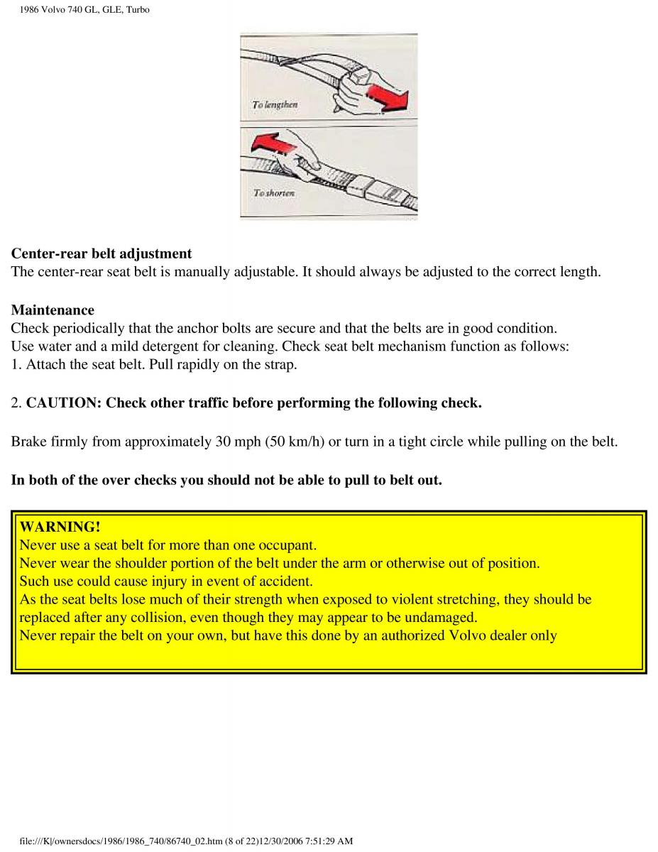 Volvo 740 GL GLE Turbo owners manual / page 36