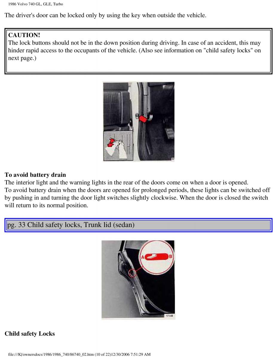 Volvo 740 GL GLE Turbo owners manual / page 38