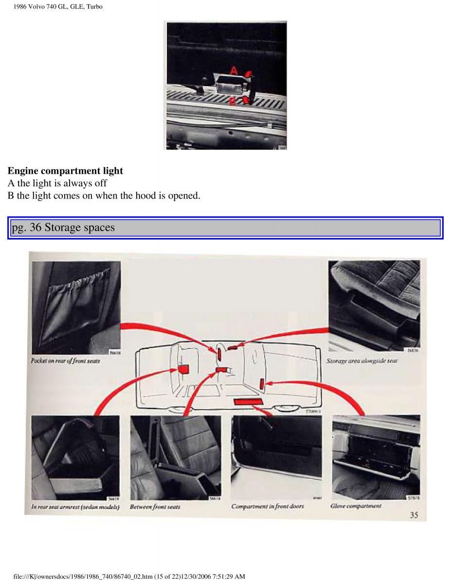 Volvo 740 GL GLE Turbo owners manual / page 43