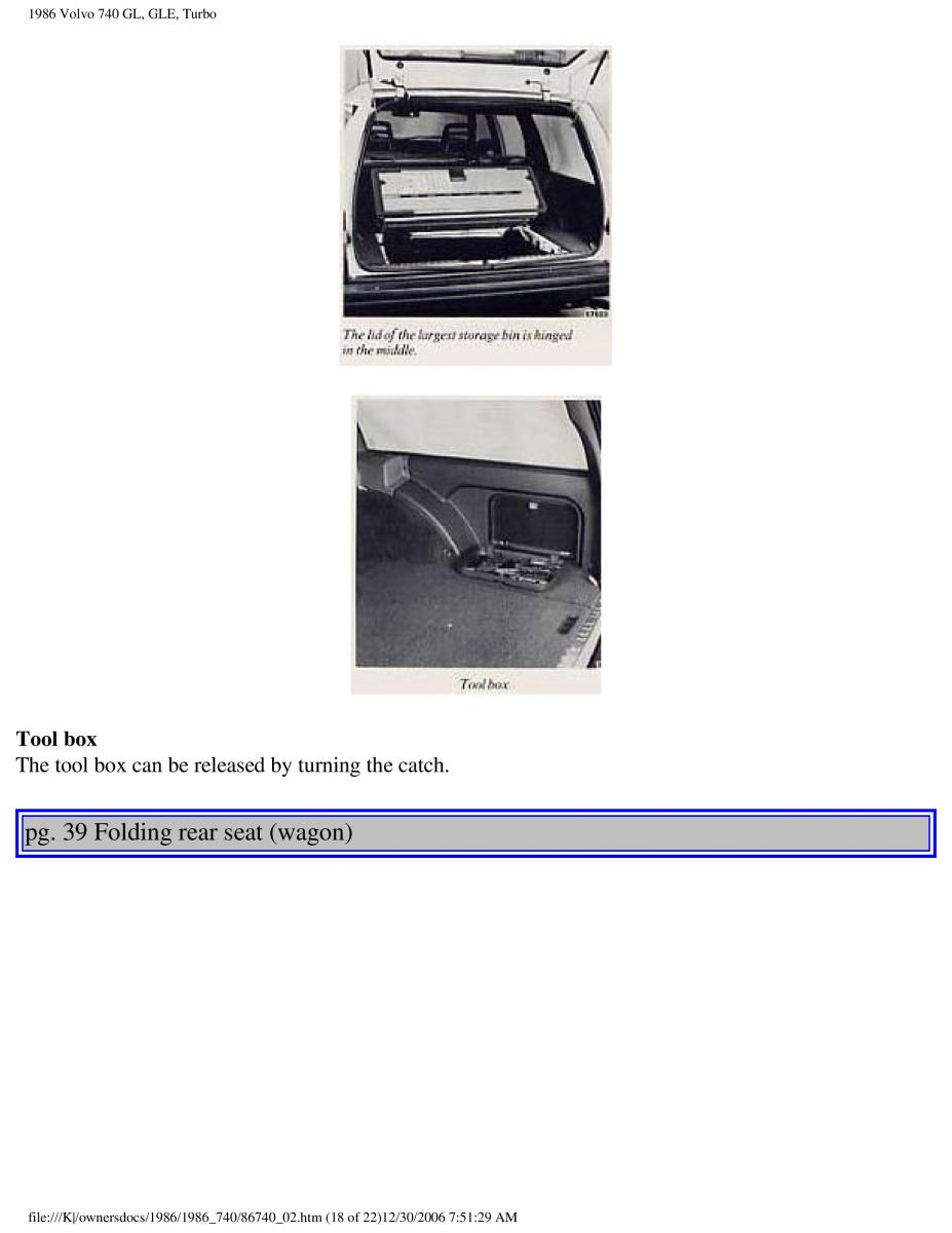 Volvo 740 GL GLE Turbo owners manual / page 46