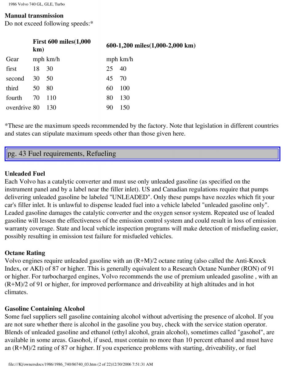 Volvo 740 GL GLE Turbo owners manual / page 52