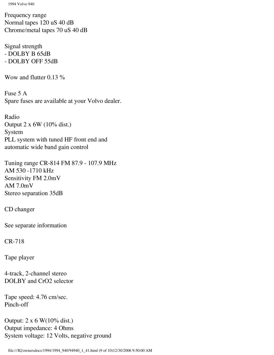 Volvo 940 owners manual / page 61