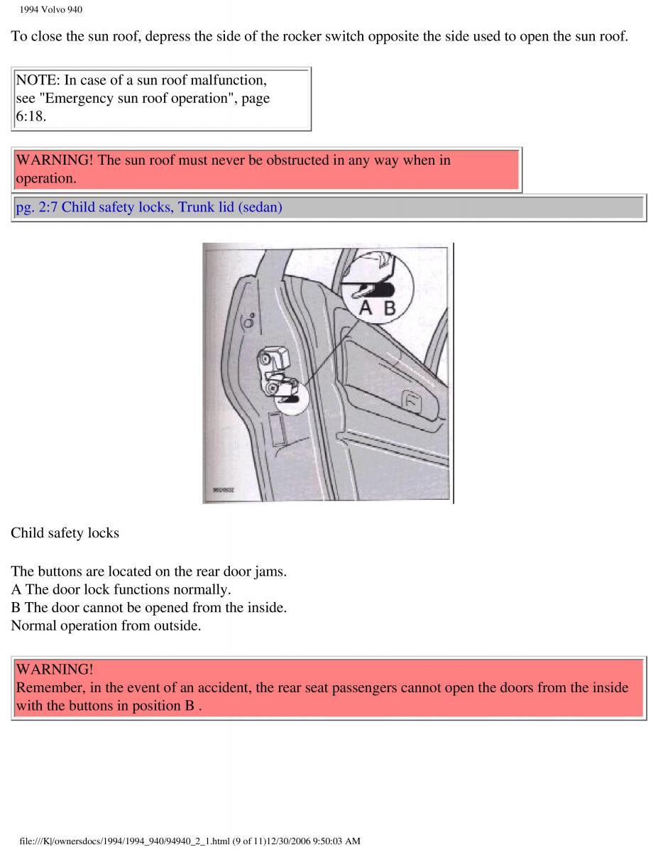 Volvo 940 owners manual / page 78