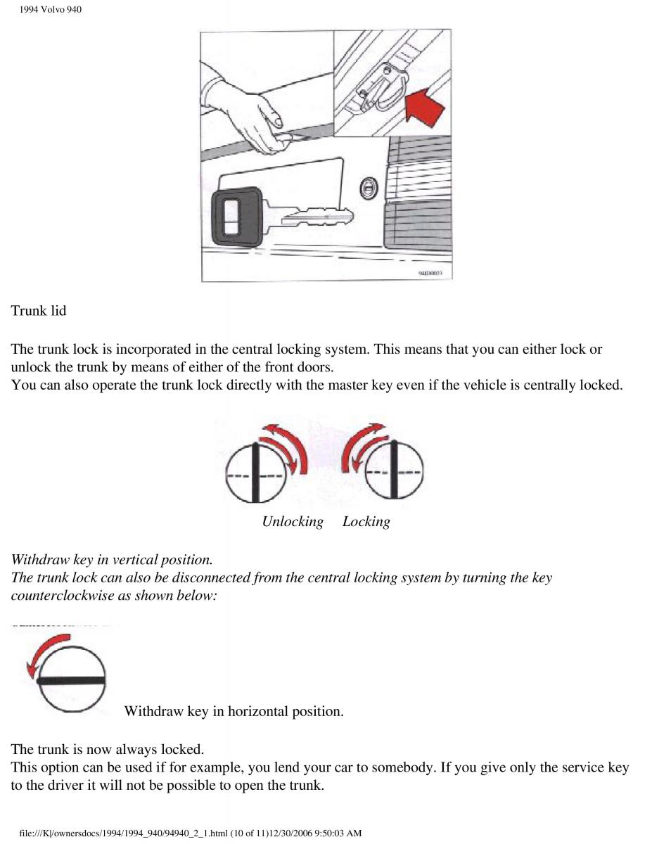 Volvo 940 owners manual / page 79