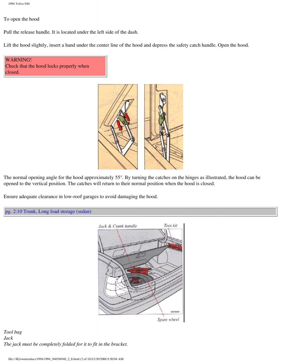 Volvo 940 owners manual / page 82