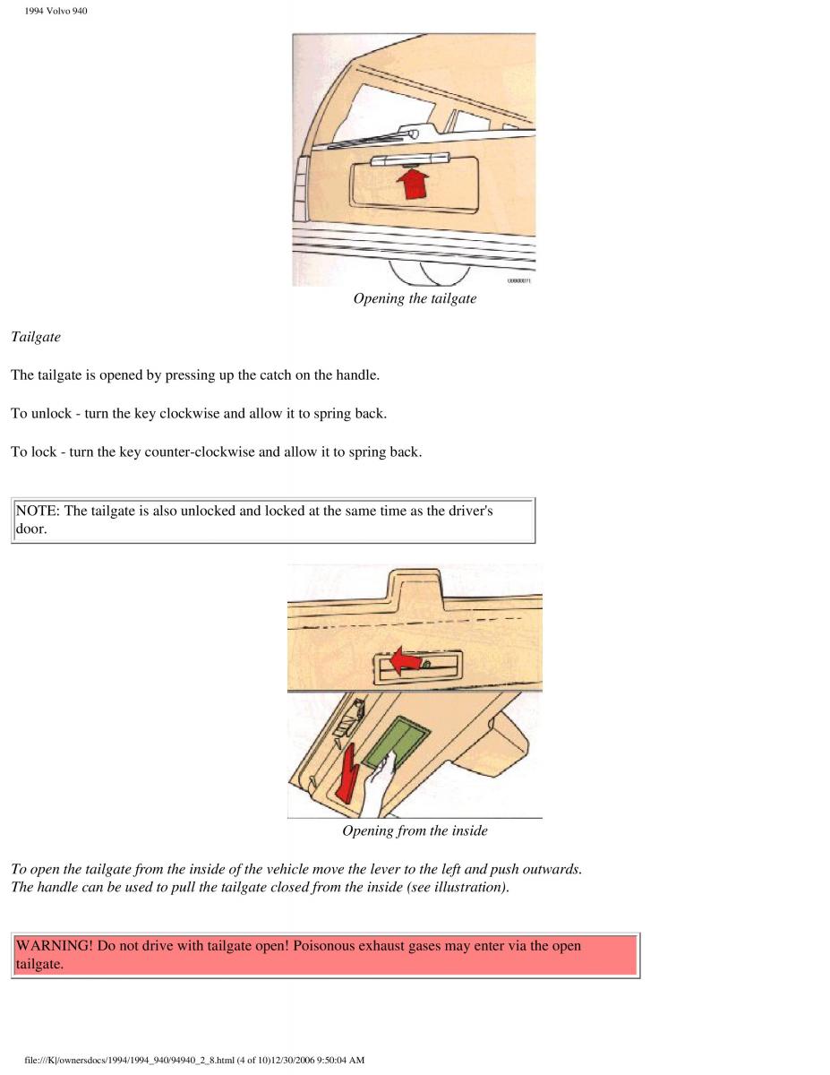 Volvo 940 owners manual / page 84