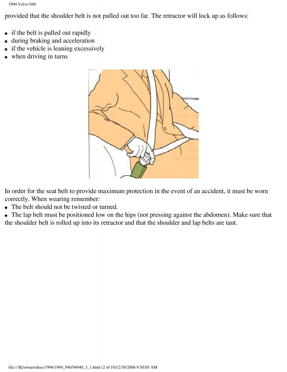 Volvo 940 owners manual / page 92