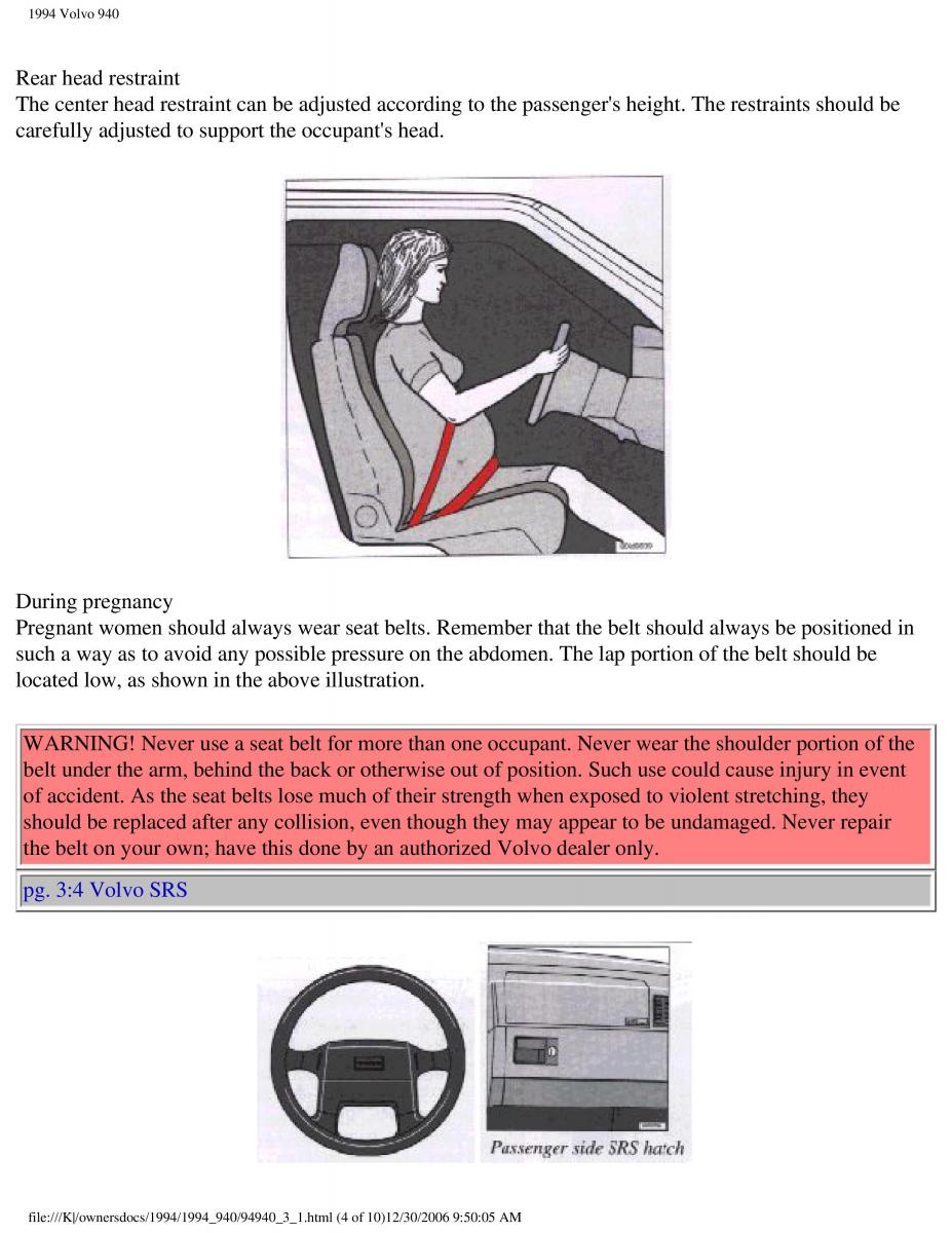 Volvo 940 owners manual / page 94